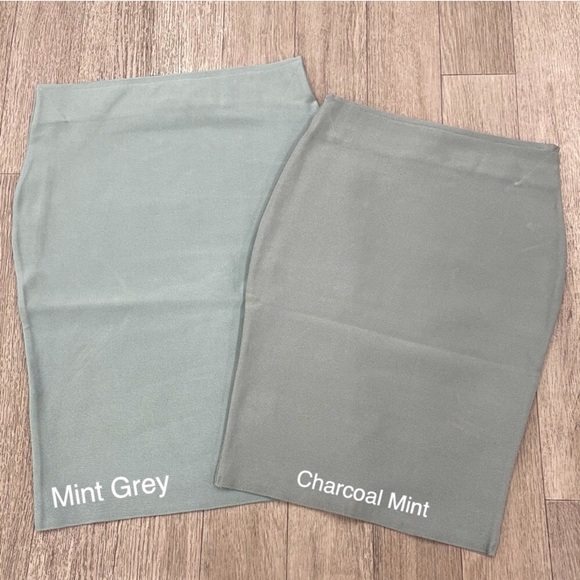 Mint Gray WOW Couture Slip on Pencil Bandage Skirt - Picture 2 of 6